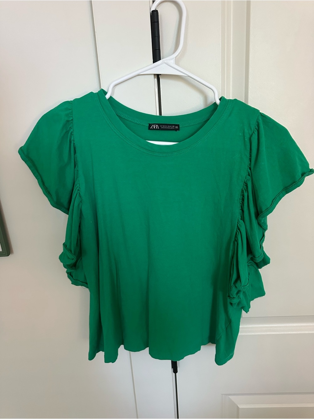 Zara Emerald Green Flutter Sleeve Tee